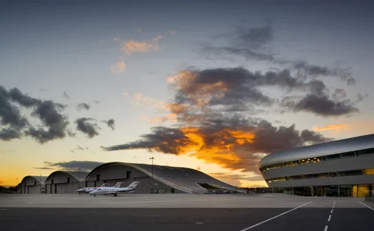 Farnborough Airport at sunset
