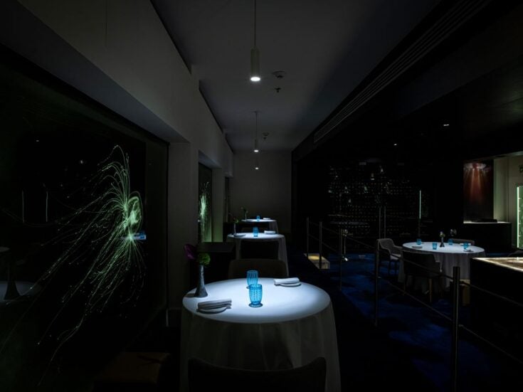 Acquolina restaurant interiors at night