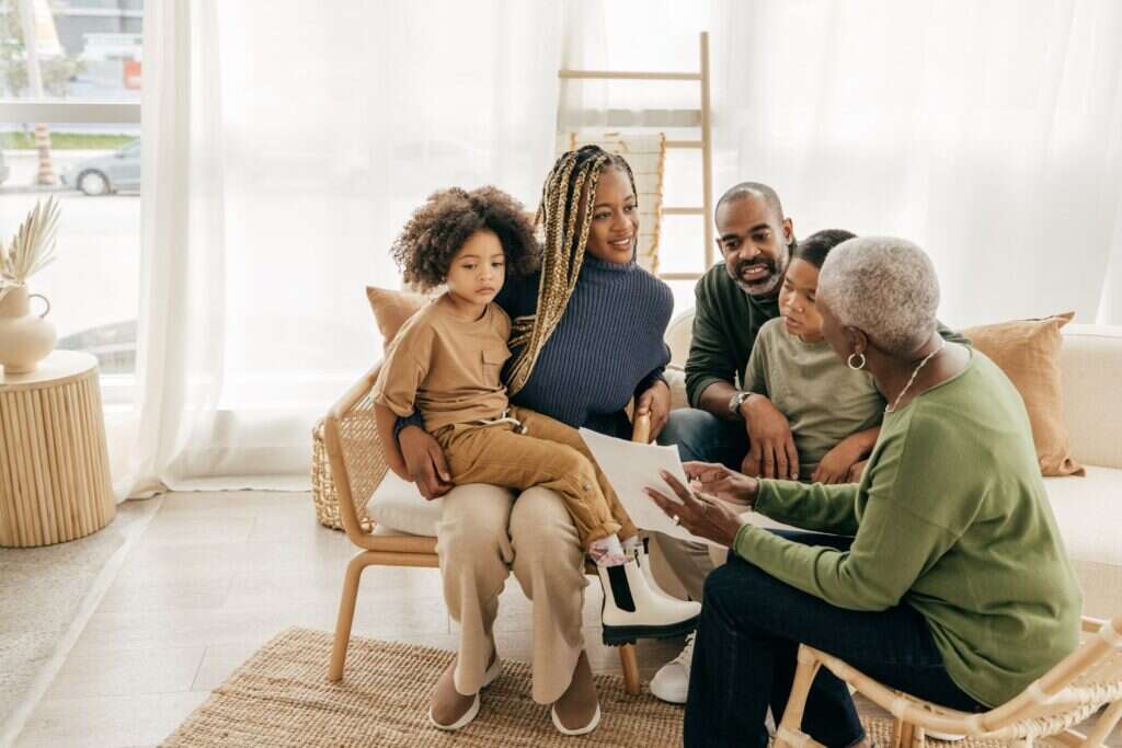 family discussing inheritance plan