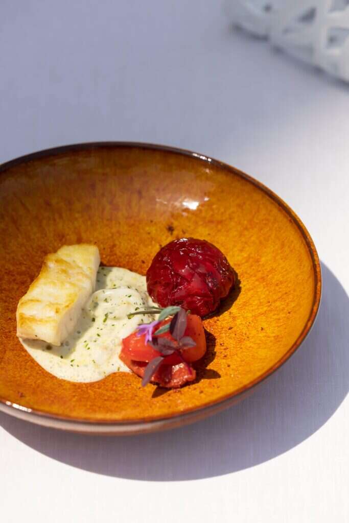 Alain Ducasse’s succulent sea bass with a juicy beefsteak tomato