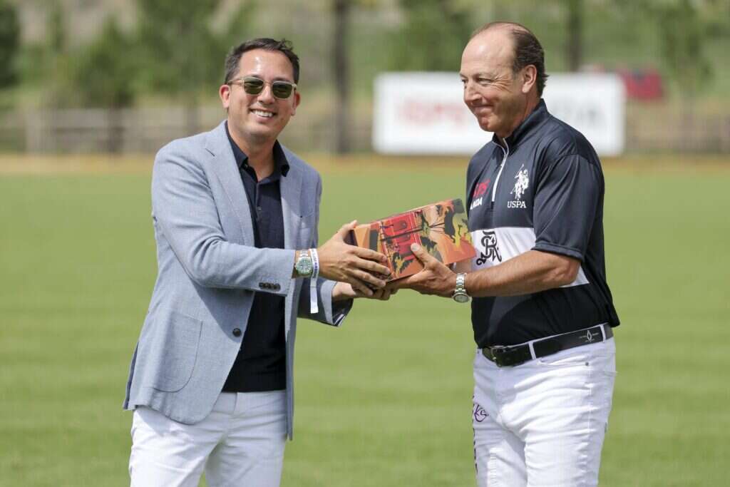 George Fleck at the Sentebale Polo Cup at St. Regis Aspen