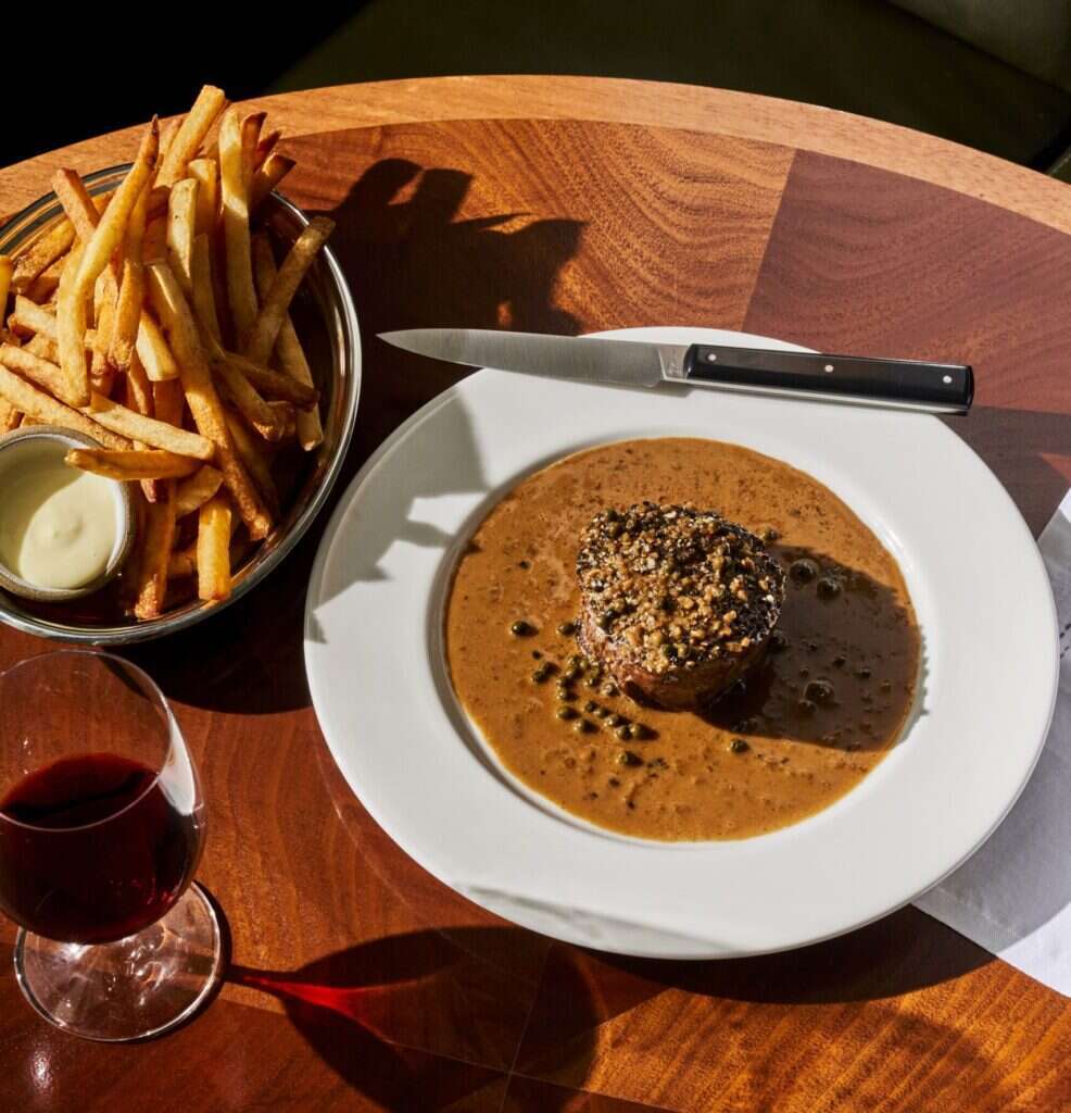 bison steak and chips