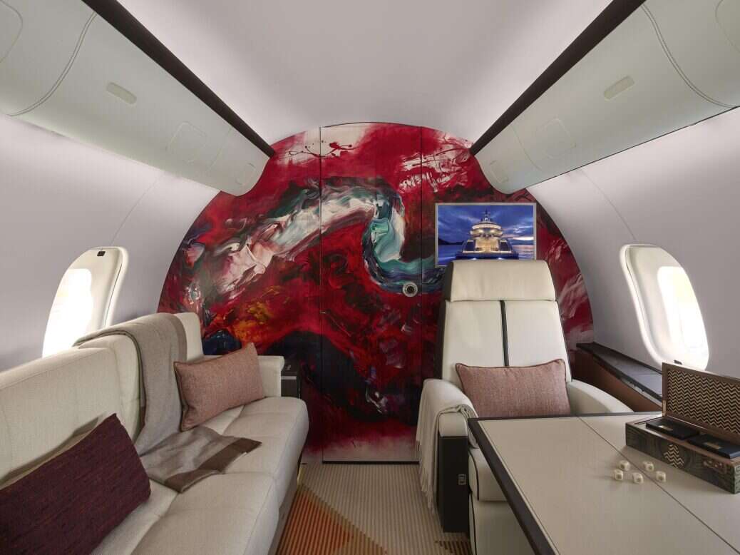 winch design global 5000 private jet interiors