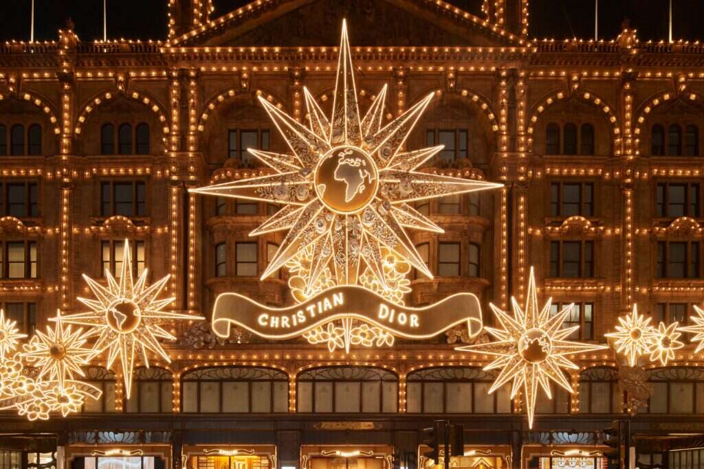 Tennis ace Emma Raducanu switches on Harrods Dior Christmas lights