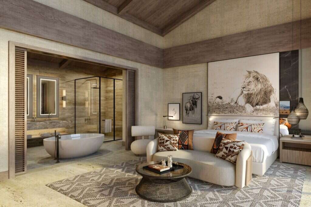 Ngorongoro Lodge bedroom rendering