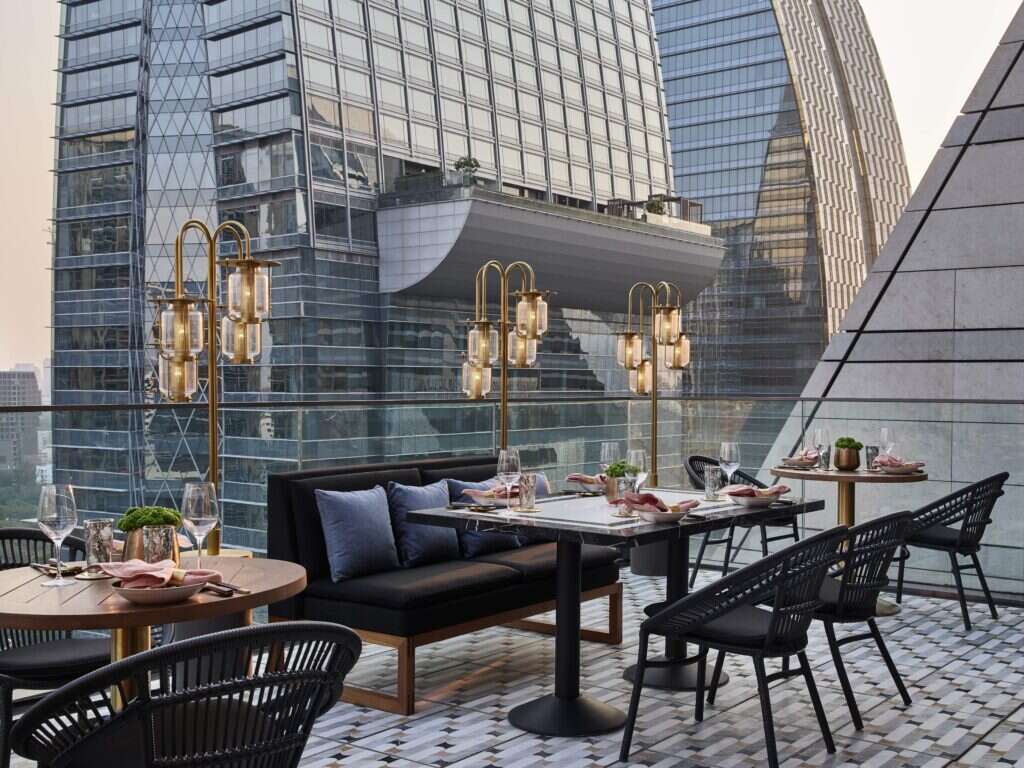 Nan Bei balcony at Rosewood Bangkok