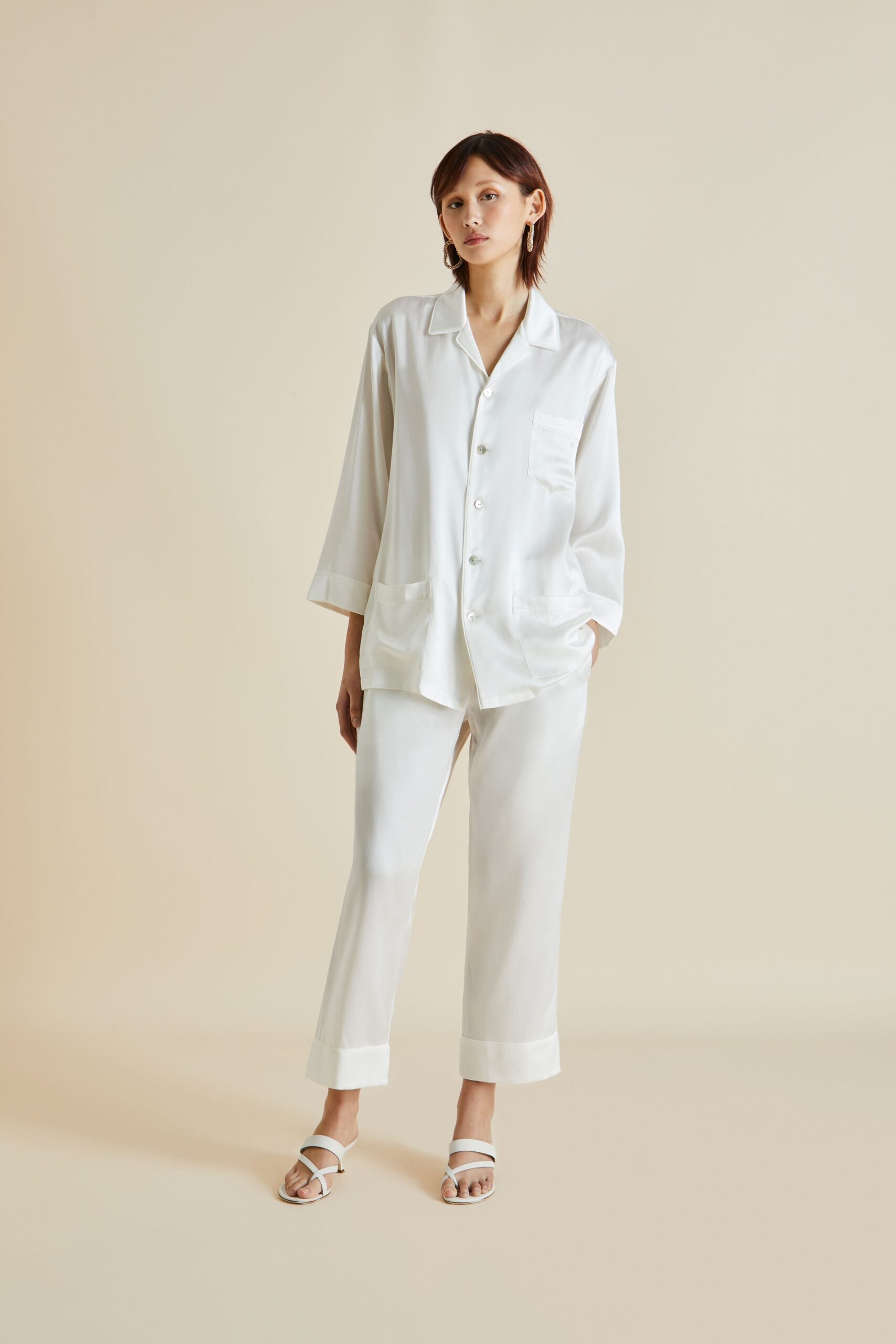Olivia von Halle white silk pyjamas