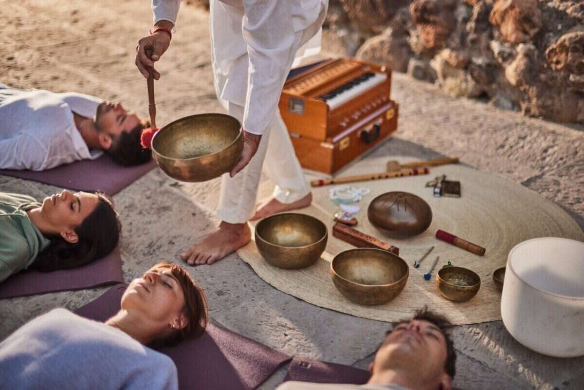 Meditation with Tibetan singing bowls at Habitas San Miguel 