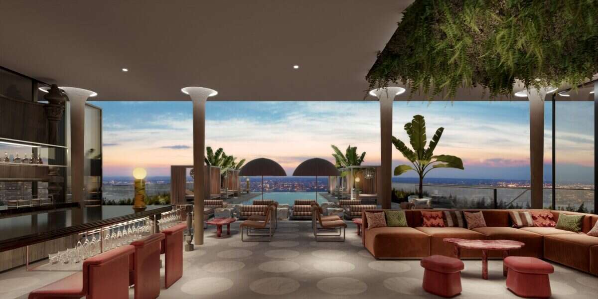 Rooftop Bar rendering at Mondrian Singapore Duxton 