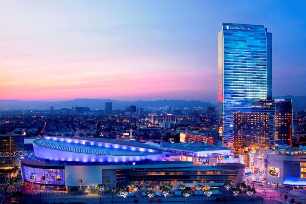 Ritz-Carlton LA exterior at night