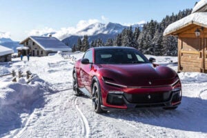 ferrari Purosangue in the snow