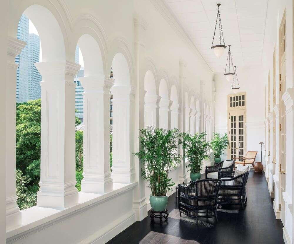 Raffles Singapore inside patio luxury literary hotel