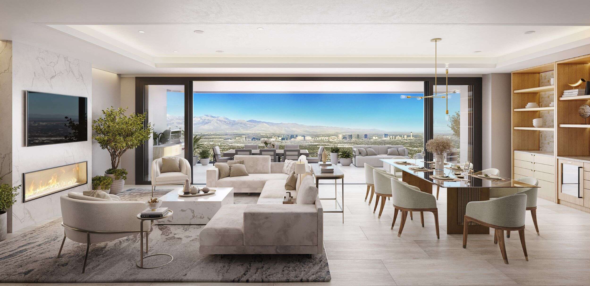 Four Seasons Private Residences Las Vegas living room rendering