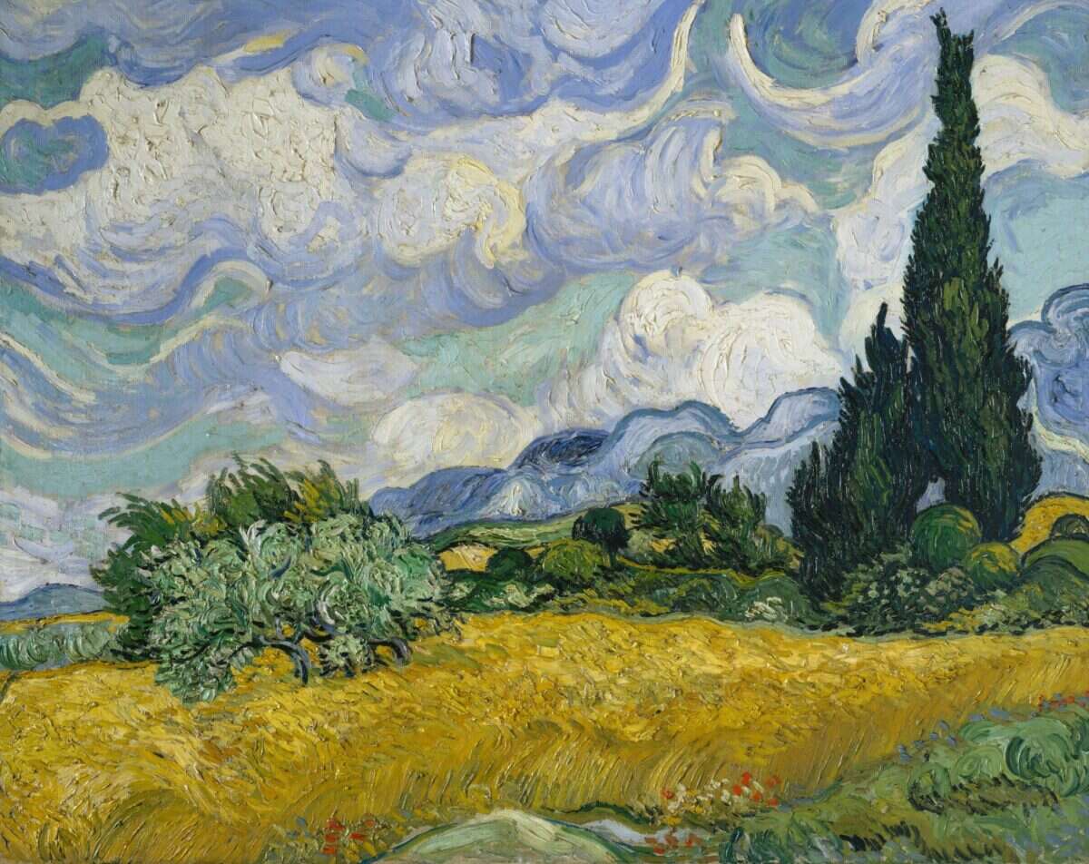 Wheat Field with Cypresses 