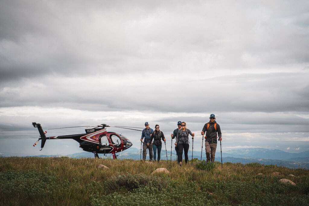 hiking with helicopter