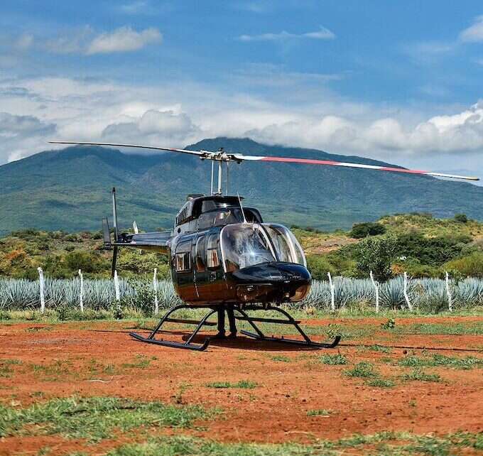 helicopter over tequila fields