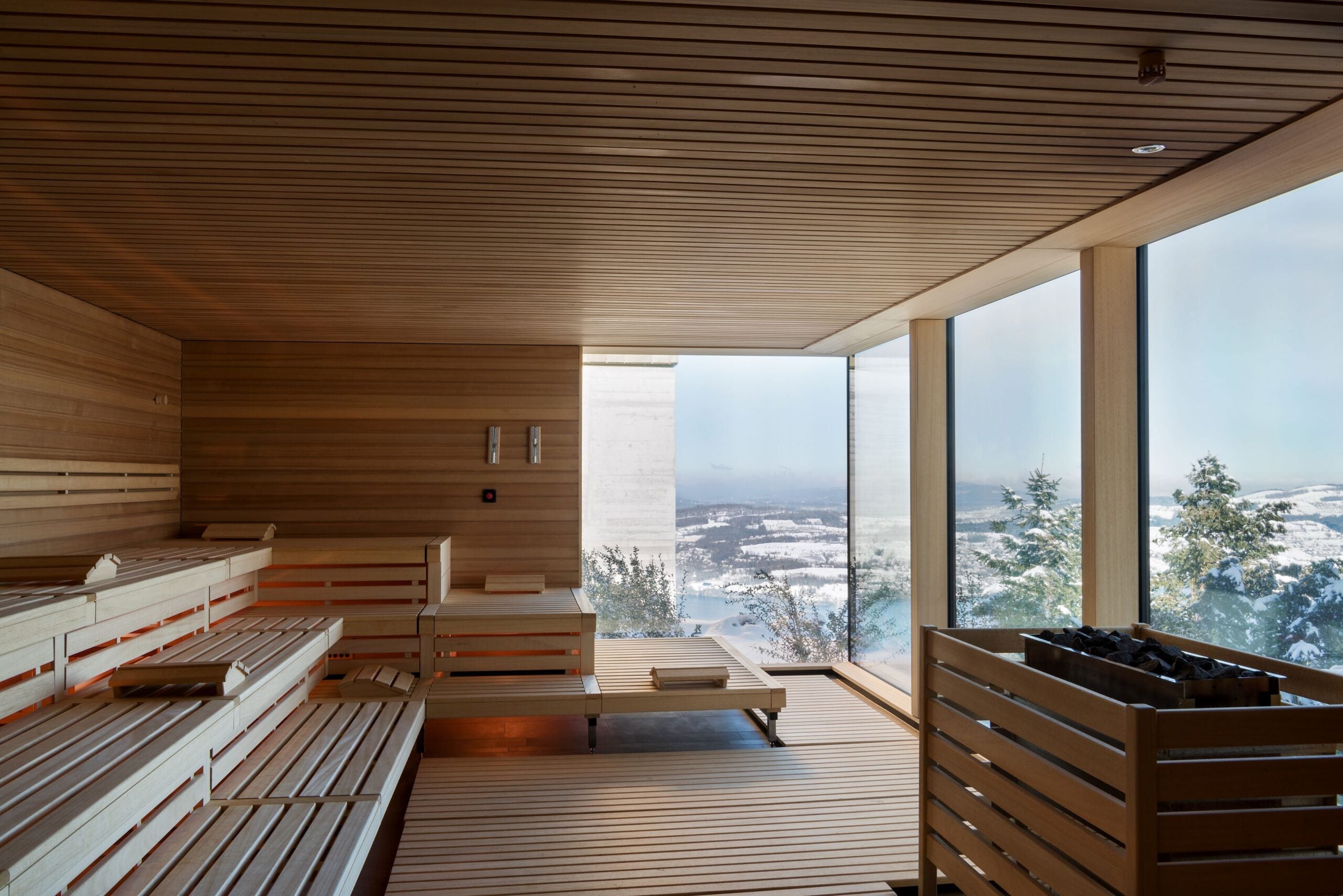 The Panoramic Sauna at the Burgenstock Retreat