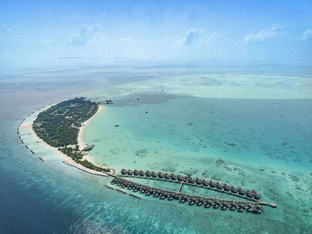 Fairmont Maldives aerial view 
