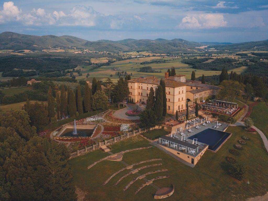 Castello Di Casola, Belmond hotel in Tuscany, from above