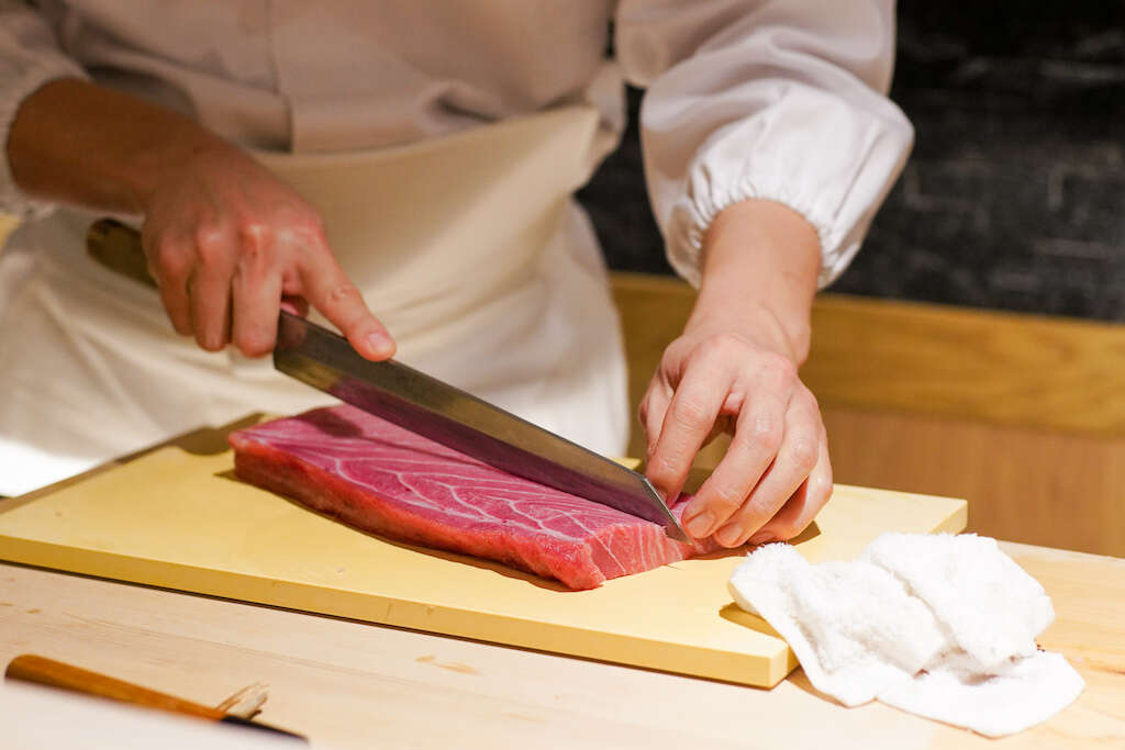 sushi being prepared