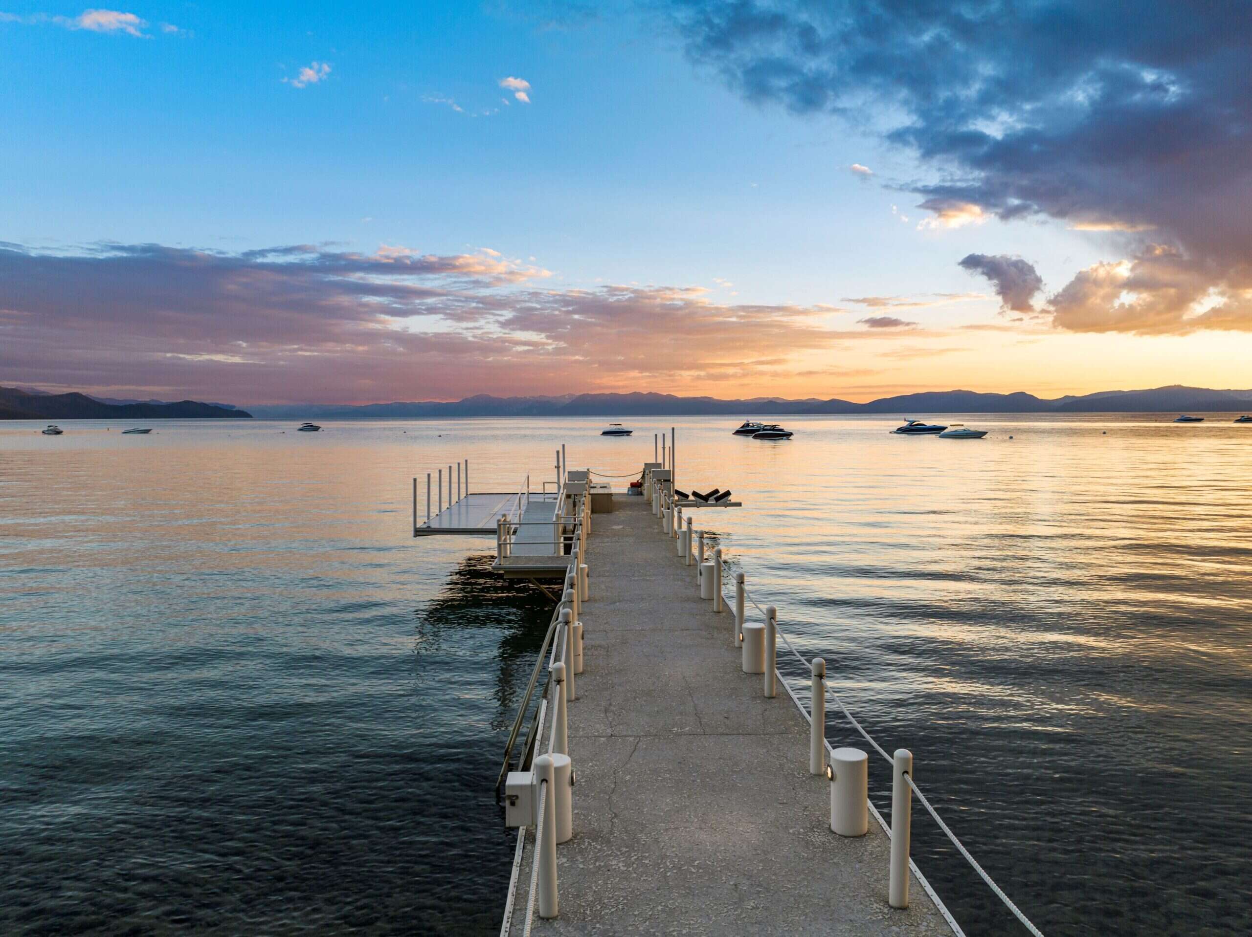 Lake Tahoe at sunset from jetty