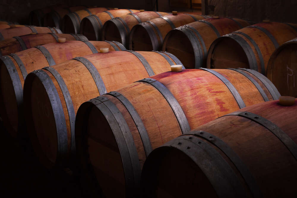 Barrels of fine wine
