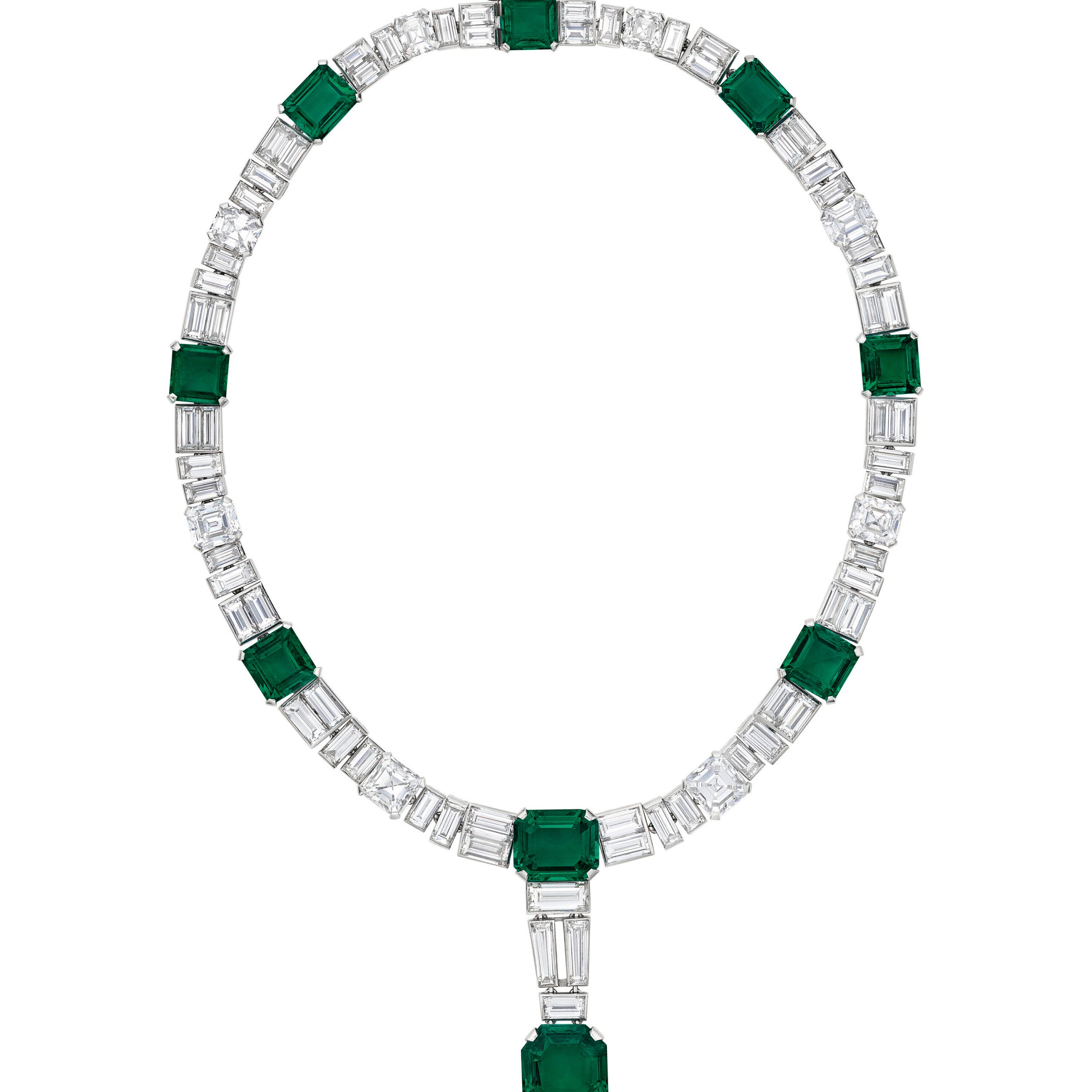 Chaumet Art Deco Emerald and Diamond necklace, Christie's jewelry