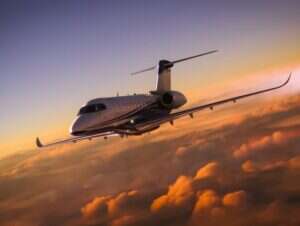 private jet flying