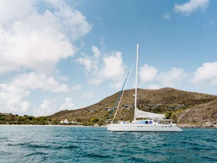 Catamaran on the water