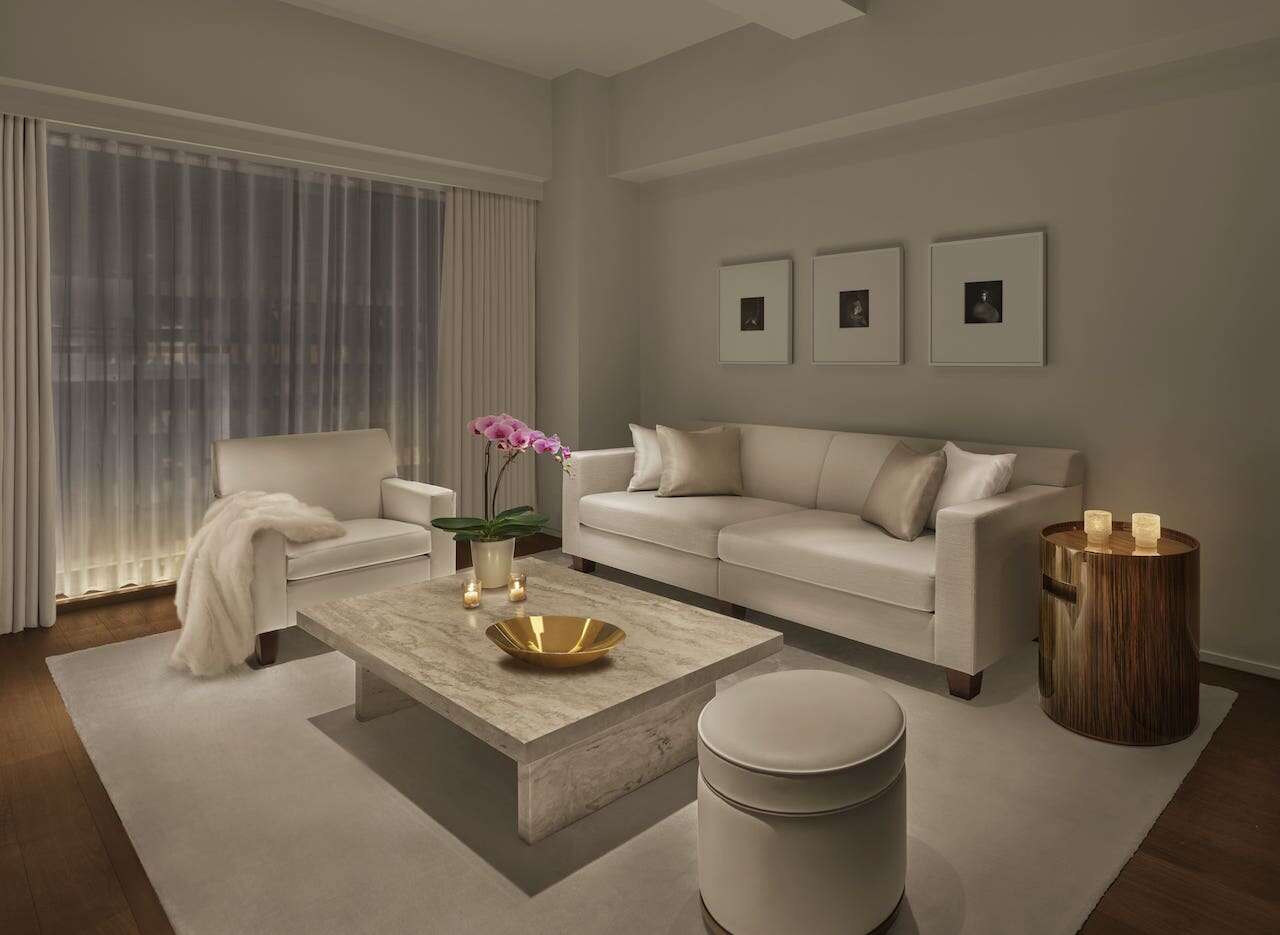 The living area in one of the signature suites at The Tokyo Edition, Ginza. 