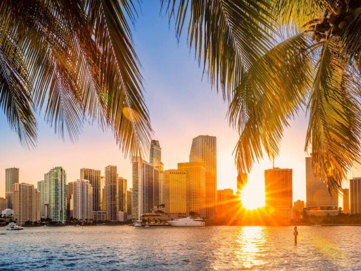 miami skyline at sunset