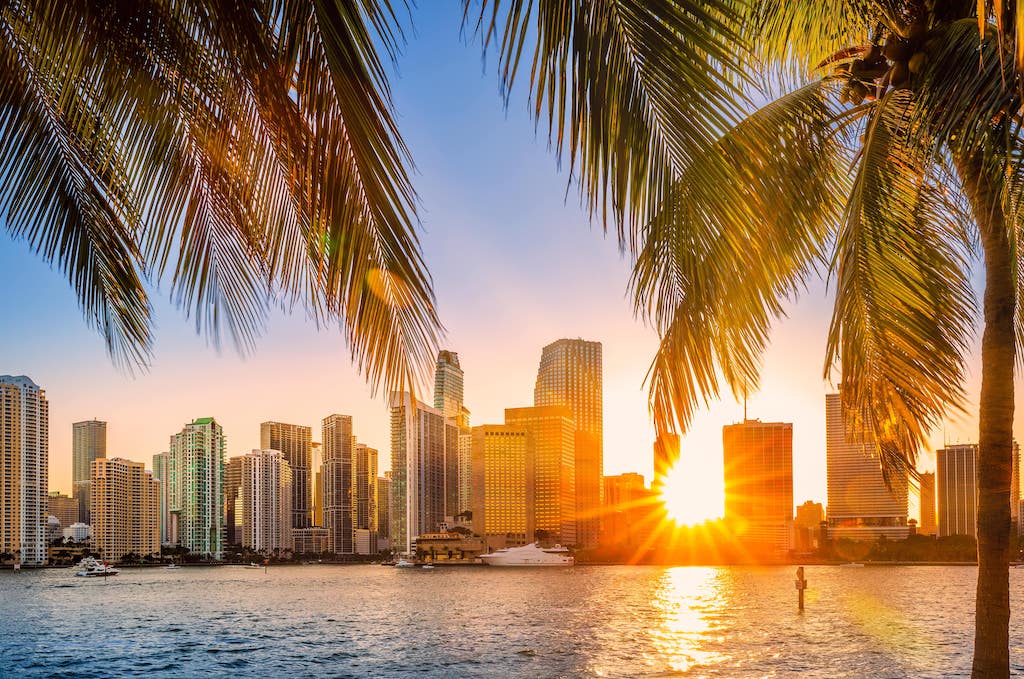 miami skyline at sunset