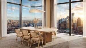 Dining area in Principal Tower penthouse apartment