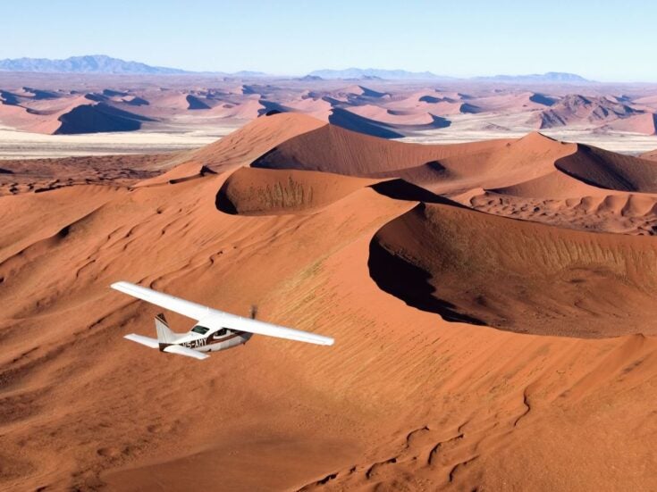 plane above namibia desert