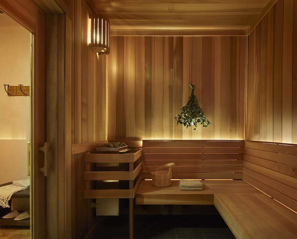 The sauna at the spa in hotel chelsea