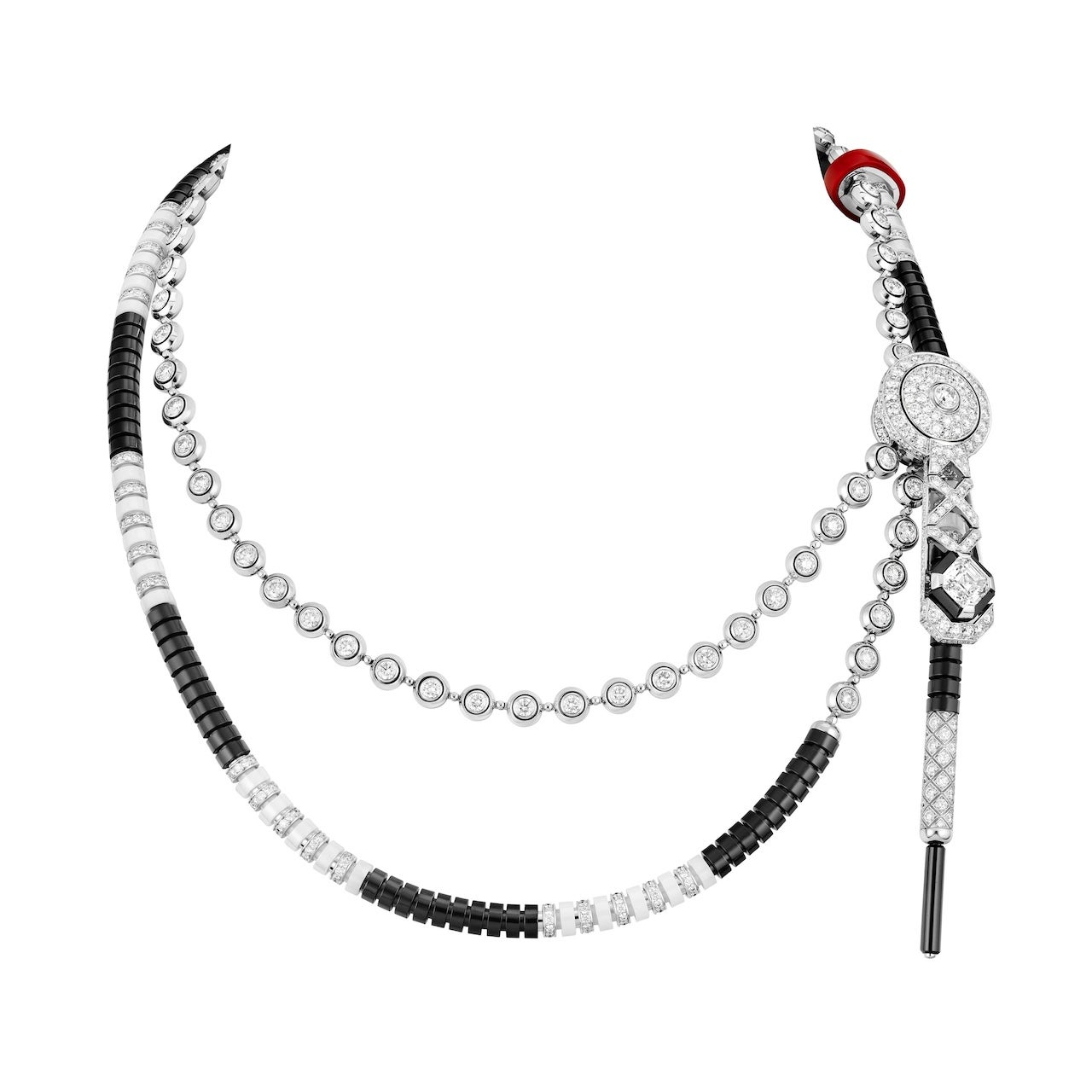 Chanel Gold Slider Necklace Black White