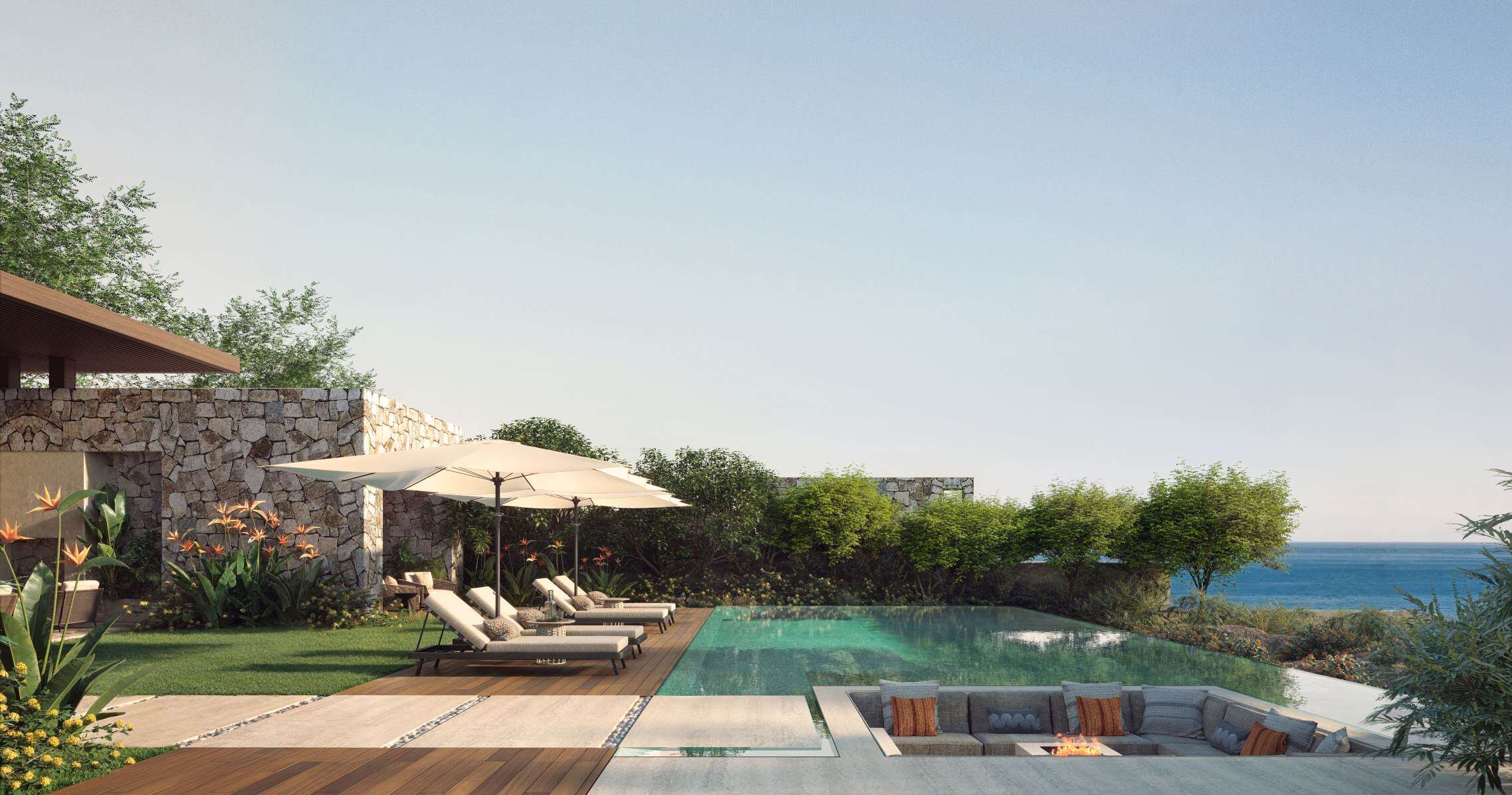 Image showing one of the pools and beach chairs available at the Los Cabos estate.