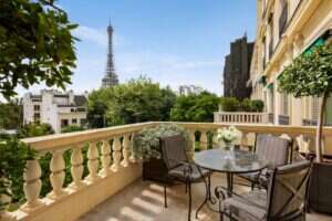 Image showing the view of Paris from Shangri-La Paris hotel terrace