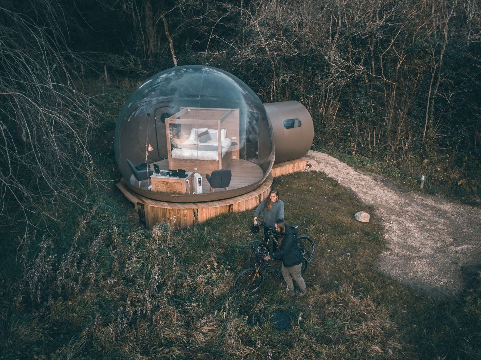 Image showing the Bubble Dome in the woods at Finn Lough hotel in Northern Ireland