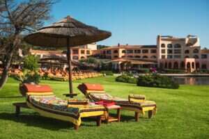 Image showing bright beach chairs at resort