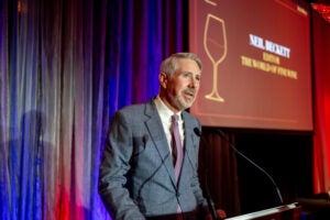 Neil Beckett, editor of World of Fine Wine, presenting last year's awards