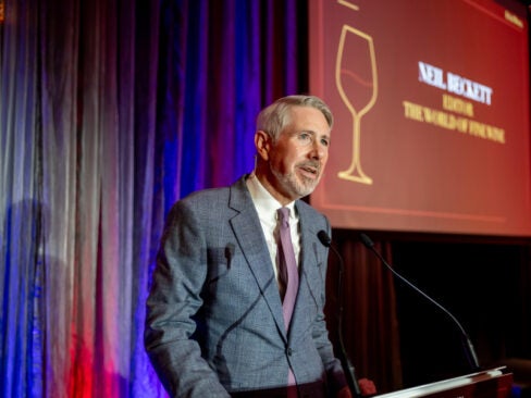 Neil Beckett, editor of World of Fine Wine, presenting last year's awards