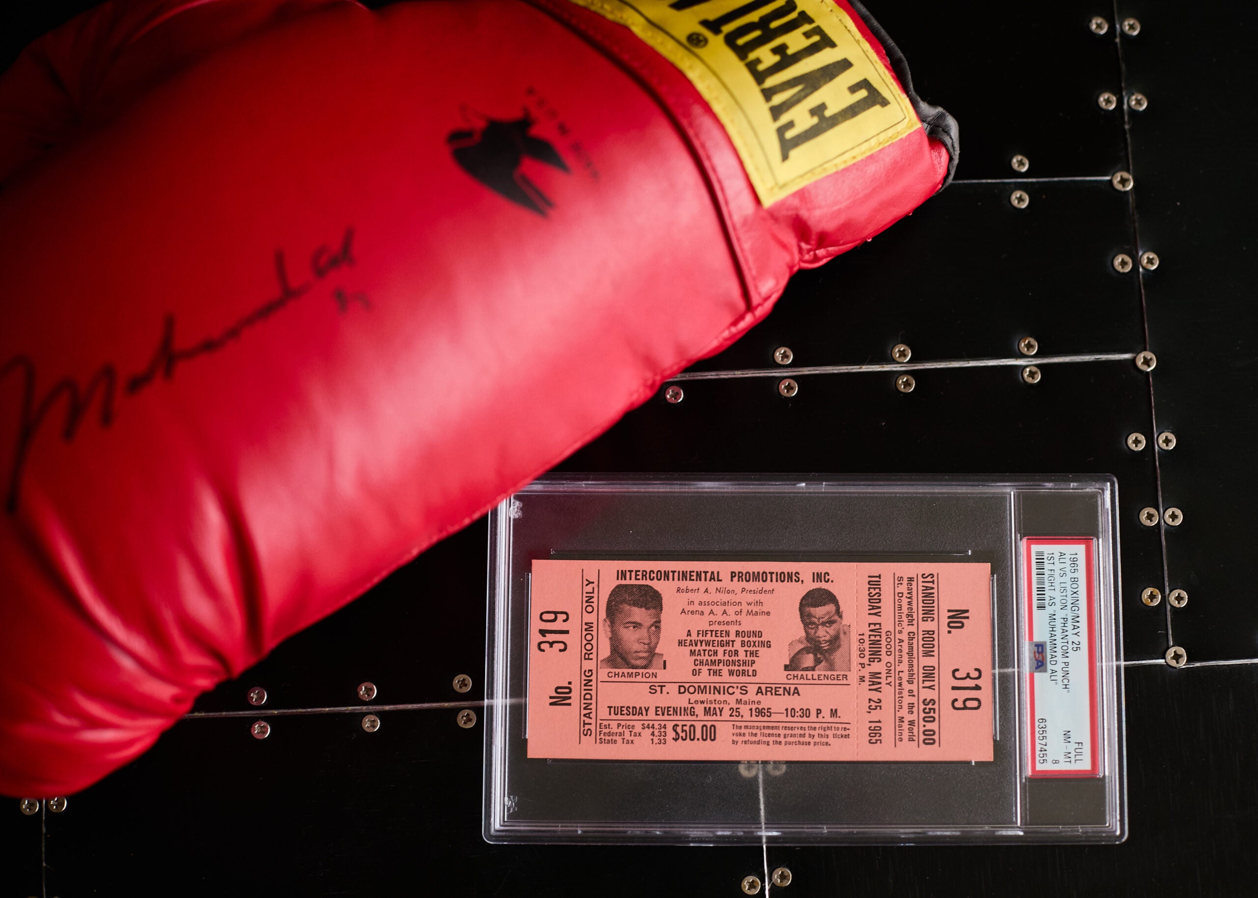 A ticket to the Muhammad Ali vs Sonnie Liston boxing match in May 1965
