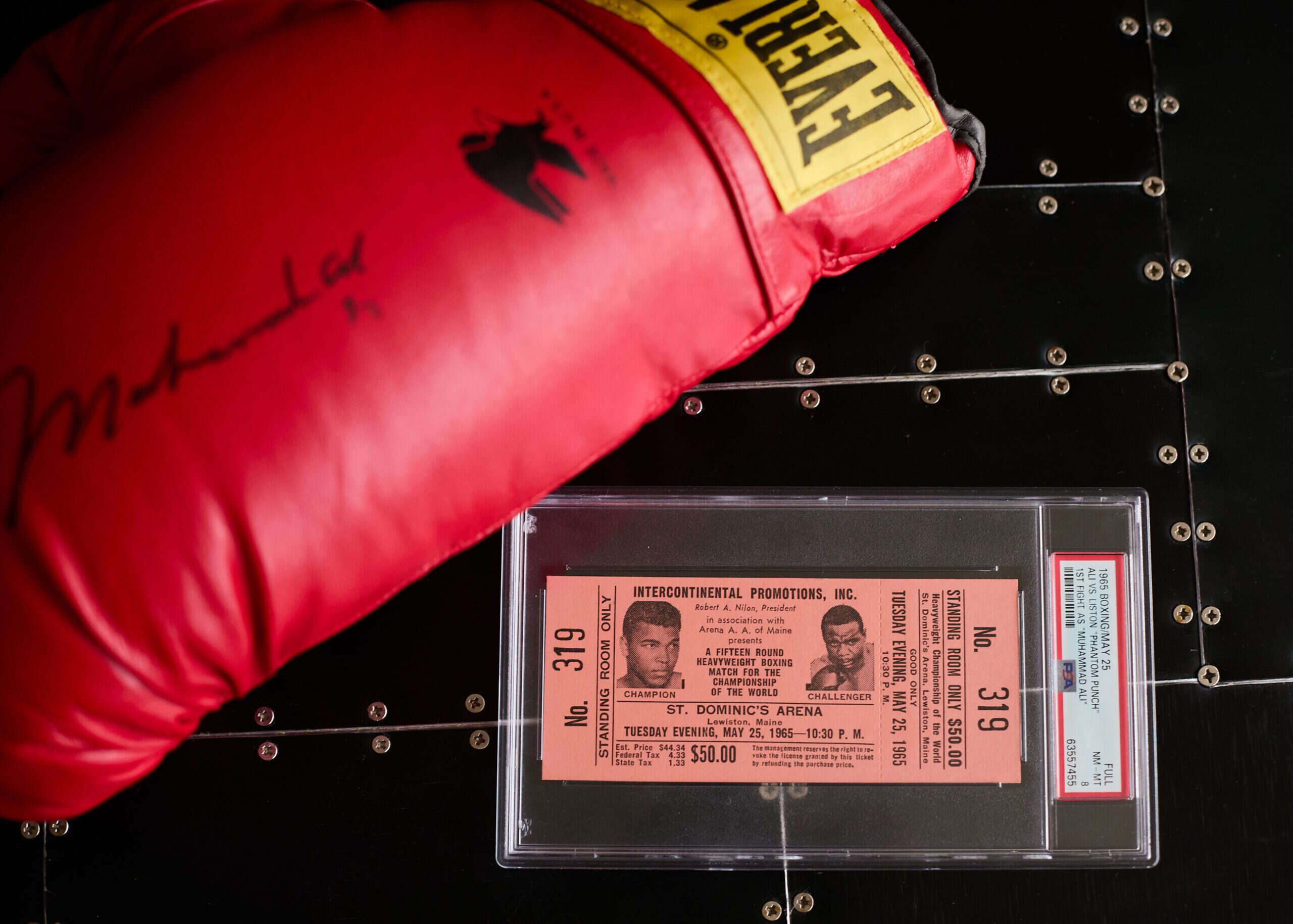 A ticket to the Muhammad Ali vs Sonnie Liston boxing match in May 1965