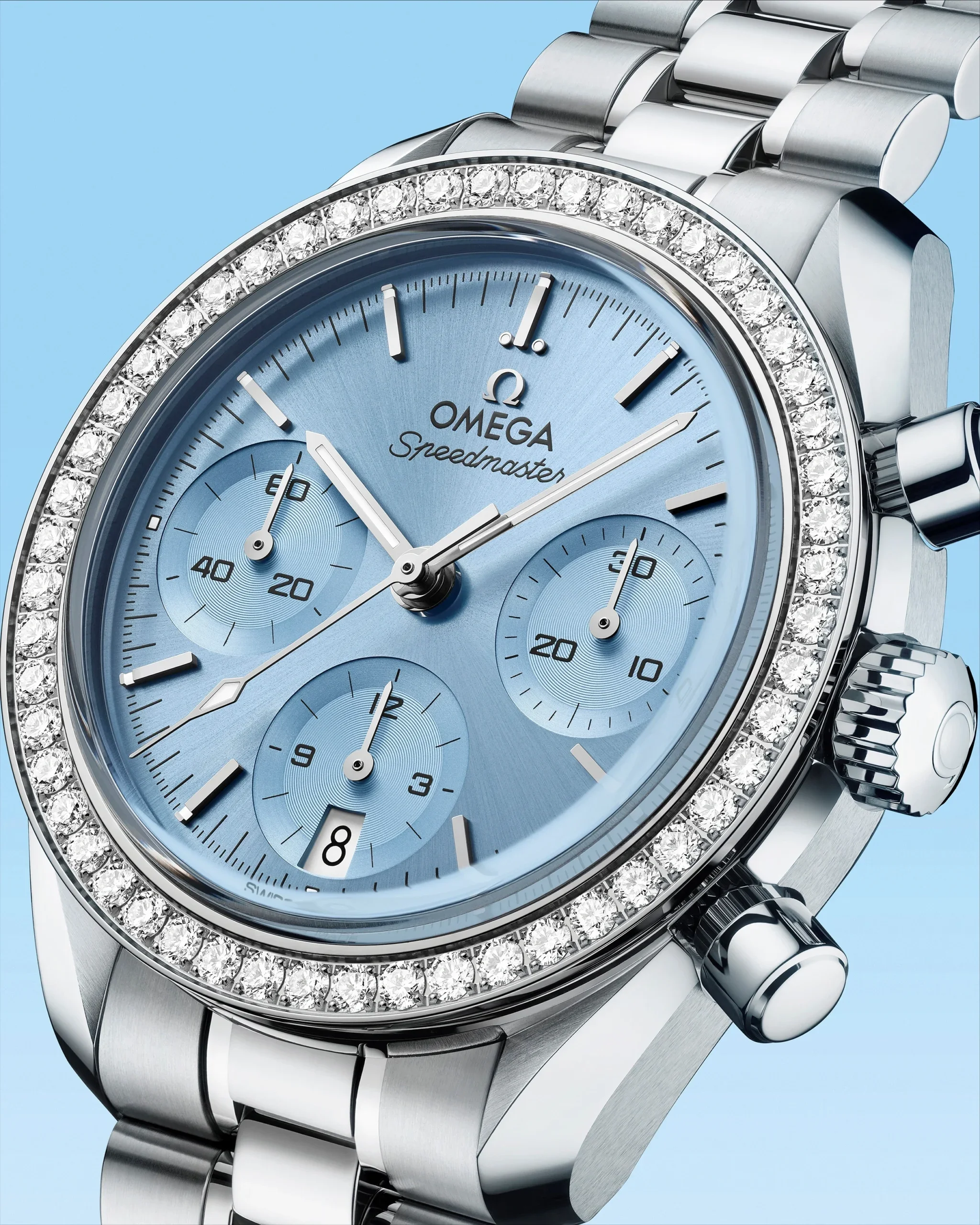 Omega Speedmaster 38 diamond with blue dial