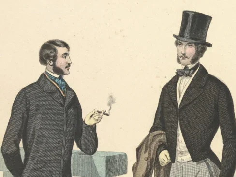 Men smoking cigars in the 19th-century French Modes de Paris, Journal des Tailleurs