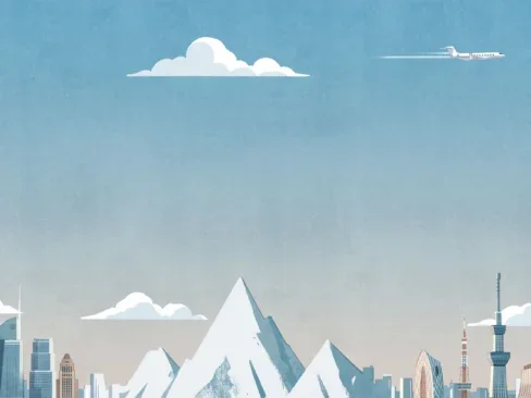 Illustration of plane above cities ; Life of an Betweener